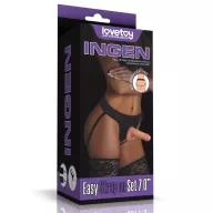 LOVETOY felcsatolható dildó Easy Strapon Set 7.0'' - realisztikus, testszínű, állítható hevederrel, hám nélkül is használható, 18 cm dildóval