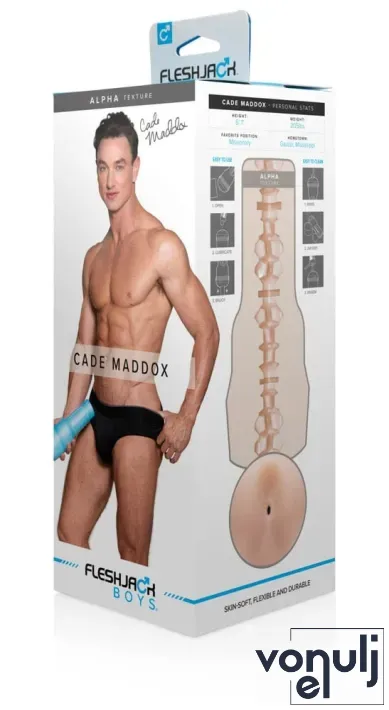 FLESHLIGHT maszturbátor Fleshjack Boys Cade Maddox Alpha - realisztikus, ánusz formájú, testszínű, vízálló, vibráció nélküli