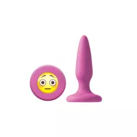 NS NOVELTIES fenékdugó Moji's OMG Pink - rózsaszín színben, emojival díszitve, letapasztható, vízálló, szilikon (8,5 cm)