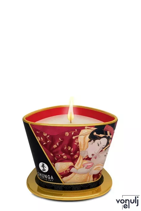 SHUNGA masszázsgyertya Massage Candle Strawberry 170 ml- eper illattal