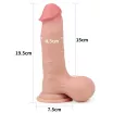 LOVETOYélethű dildó 7,8" SLIDING SKIN - közepes méretű, vastag, teljes méretű herékkel, kétrétegű, letapasztható, csúsztatható bőrű, TPE (20 cm)