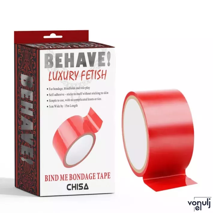 CHISA NOVELTIES kötöző szalag Bind Me Bondage Tape-Red - piros színben, 15 méter, fetish játékokhoz