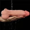 LOVETOYélethű dildó 7,8" SLIDING SKIN - közepes méretű, vastag, teljes méretű herékkel, kétrétegű, letapasztható, csúsztatható bőrű, TPE (20 cm)