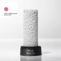 TENGA maszturbátor 3D Pile- vízálló, fehér színben, különleges háromszögekkel díszített külsővel