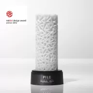 TENGA maszturbátor 3D Pile- vízálló, fehér színben, különleges háromszögekkel díszített külsővel