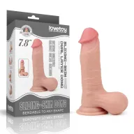 LOVETOYélethű dildó 7,8" SLIDING SKIN - közepes méretű, vastag, teljes méretű herékkel, kétrétegű, letapasztható, csúsztatható bőrű, TPE (20 cm)