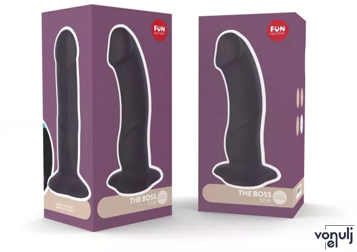 FUN FACTORY 7 " nonfiguratív dildó The Boss Black - fekete színben, vízálló, letapasztható, 18 cm