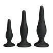 PRETTY LOVE análszett Mini Anal Kit - fekete színben, 3 különböző fenékdugó, letapasztható, vízálló, szilikon
