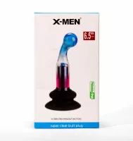 X-MEN fenékdugó 10 Speeds Vibrating Gpot Plug 2 - áttetsző-kék-rózsaszín színben, vibrátoros, vízálló, akkumulátoros