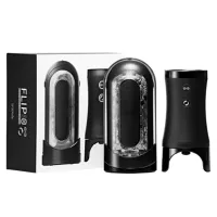 TENGA maszturbátor Flip Zero Zero Electronic Vibration Black - fekete színben, vákuumos, vízálló, vibrátoros, forgó funkcióval, akkumulátoros