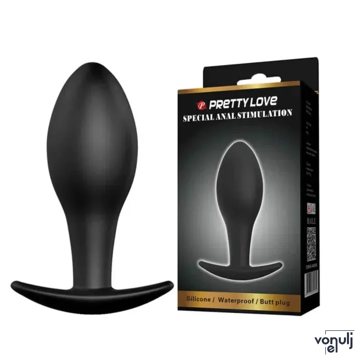 PRETTY LOVE fenékdugó Anal Stimulation Plug 1 - fekete színben, vízálló, szilikon (10 cm)