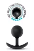 BLUSH fenékdugó Anal Adventures Vibra Plug - fekete színben, rezgő érzést keltő golyókkal, vízálló, szilikon (8.4 cm)