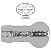 LOVETOY maszturbátor Alien's Pie Masturbator 1 Black - realisztikus, torz vagina formájú testnyílással, vibráció nélküli, vízálló