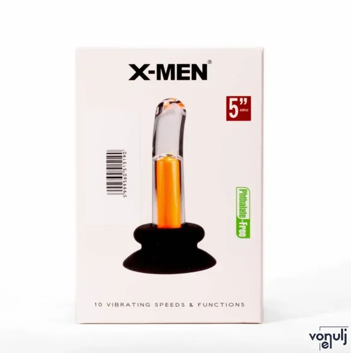 X-MEN fenékdugó 10 Speeds Vibrating Gpot Plug 1 - áttetsző-narancssárga színben, vibrátoros, vízálló, akkumulátoros