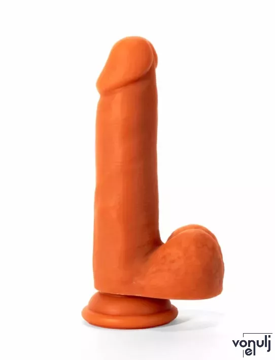 X-MEN élethű dildó 7.5" Colours Pleasure Flesh 2 - Közepes méretű, herékkel, letapasztható, testszínű, szilikon (19 cm)