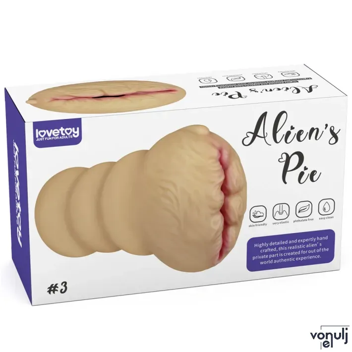 LOVETOY maszturbátor Alien's Pie Masturbator 3 - realisztikus, torz vagina formájú testnyílással, vibráció nélküli, vízálló