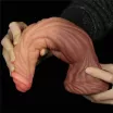 LOVETOY élethű dildó 9,5" NATURE COCK PLATINUM - nagy méret, herék nélkül, kétrétegű, letapasztható, szilikon (24 cm)