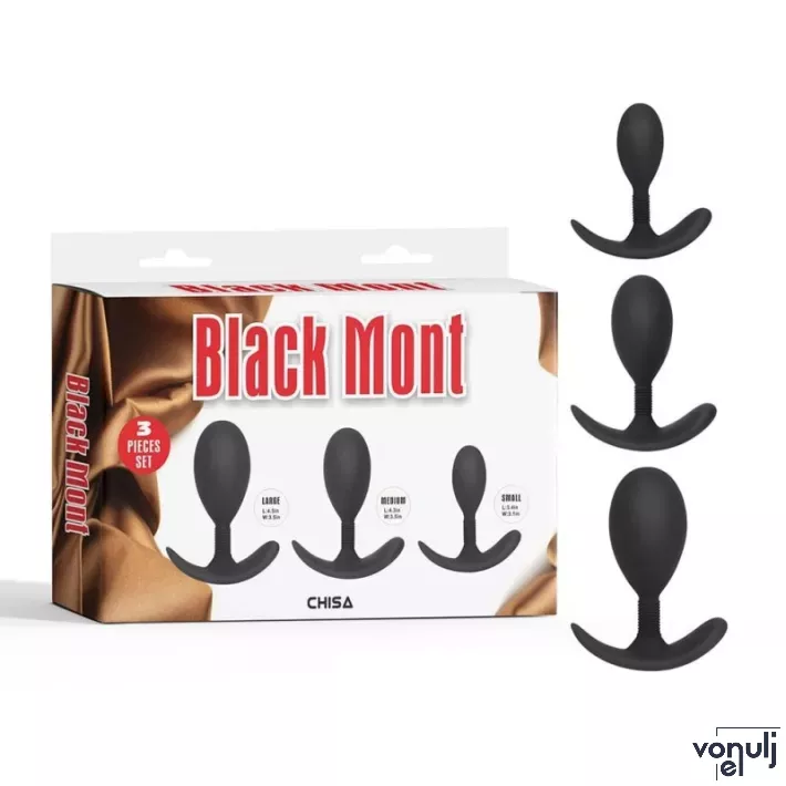 CHISA NOVELTIES fenékdugó szett Anal Trainer Kit - fekete színben, 3 eltérő méretben, vízálló, szilikon