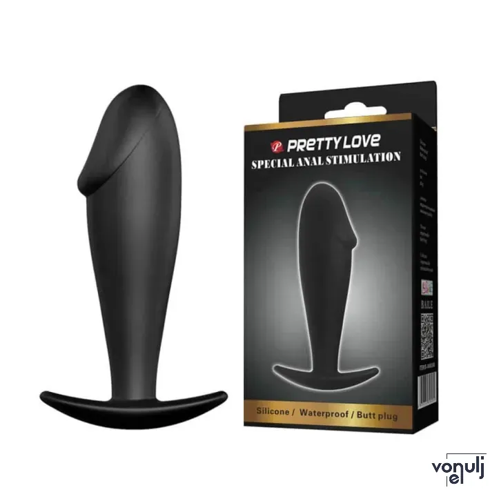 PRETTY LOVE fenékdugó Anal Stimulation Plug 2 - fekete színben, vízálló, szilikon (10 cm)
